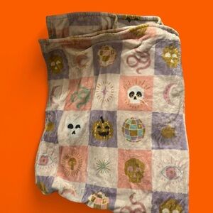 Colorful Skull and Pumpkin Blanket